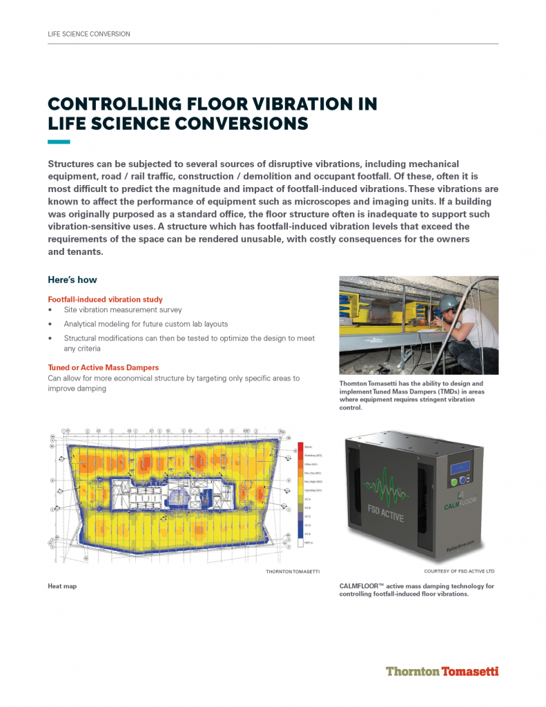 CALMFLOOR® Features in Thornton Tomasetti’s Brochure on Floor Conversions for Life Science Laboratories